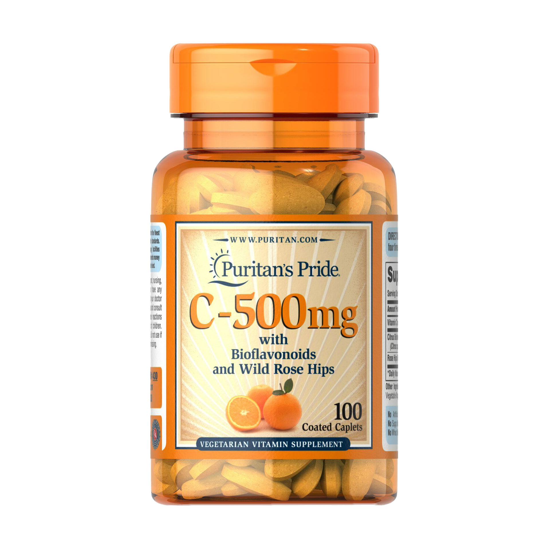 Вітамін С з біофлавоноїдами та шипшиною Puritan's Pride Vitamin C, 500 мг, 100 каплет